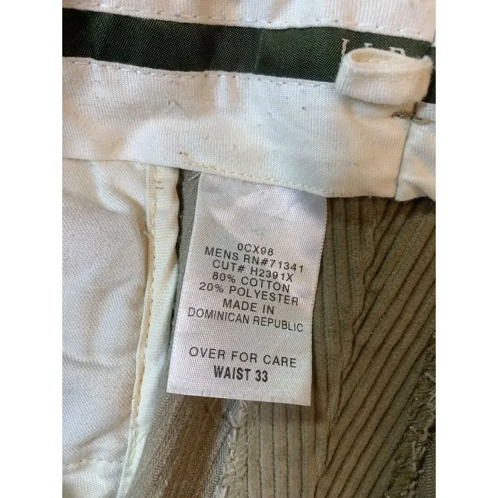 VTG LL Bean Classic Preppy Wide Wale‎ Corduroy Pants 33x25.5 Khaki Neutral 0cx98